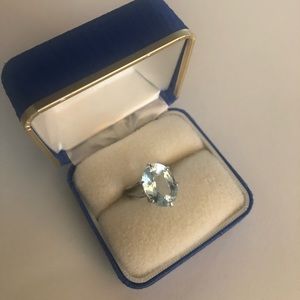 White Gold and Aquamarine Ring Size 8